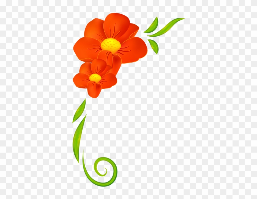 Orange Flower Decor Png Clipart - Flowers Border Clipart Png #4752