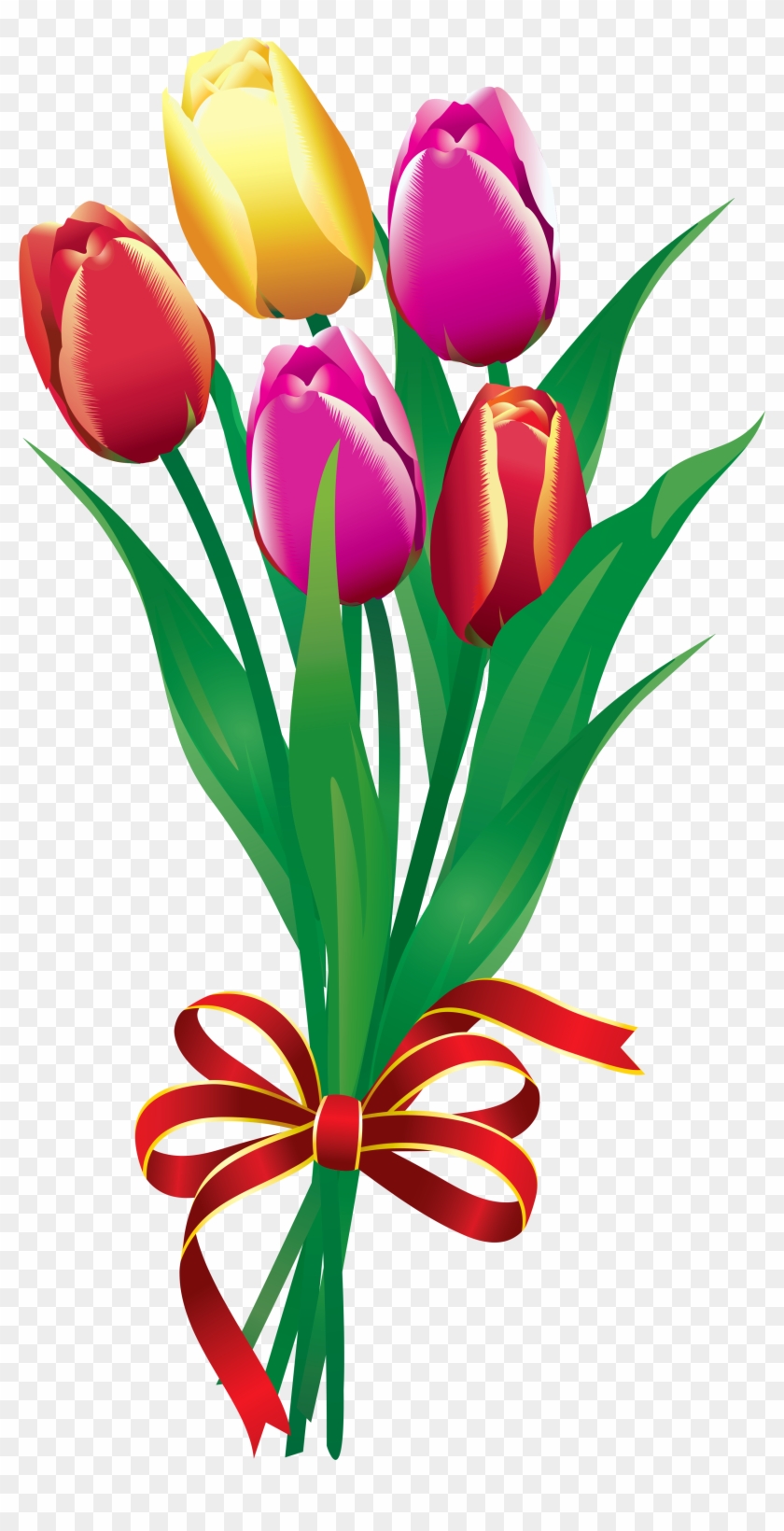 Tulip Bouquet Clipart - Flower Bouquet Clipart Png #5370