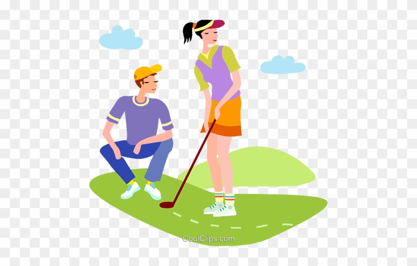 Golf Vector Clipart Of A Couple Playing Golf - Golf Vector Clipart Of A Couple Playing Golf #594