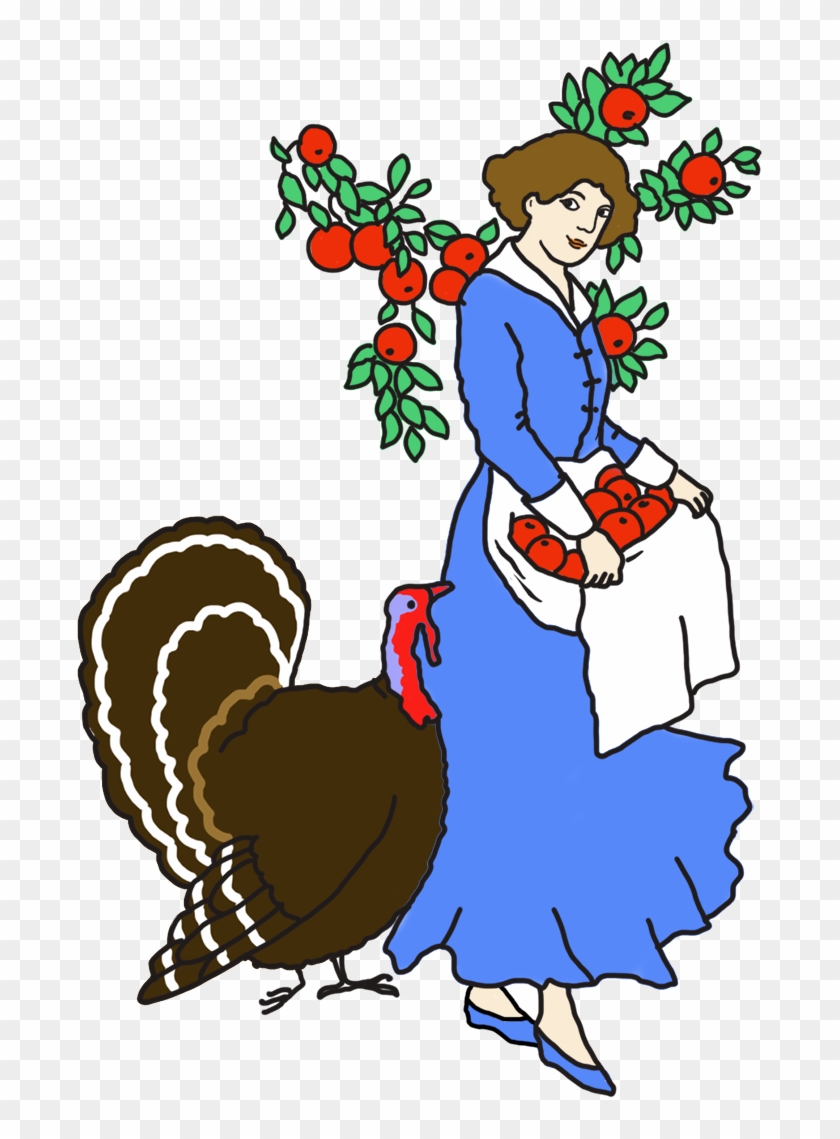 Woman With Apples And Turkey - Cartoon #5569