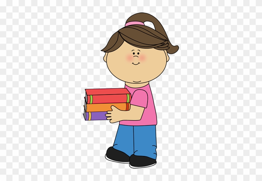 Girl Holding Books - Scared Girl Clipart #5795