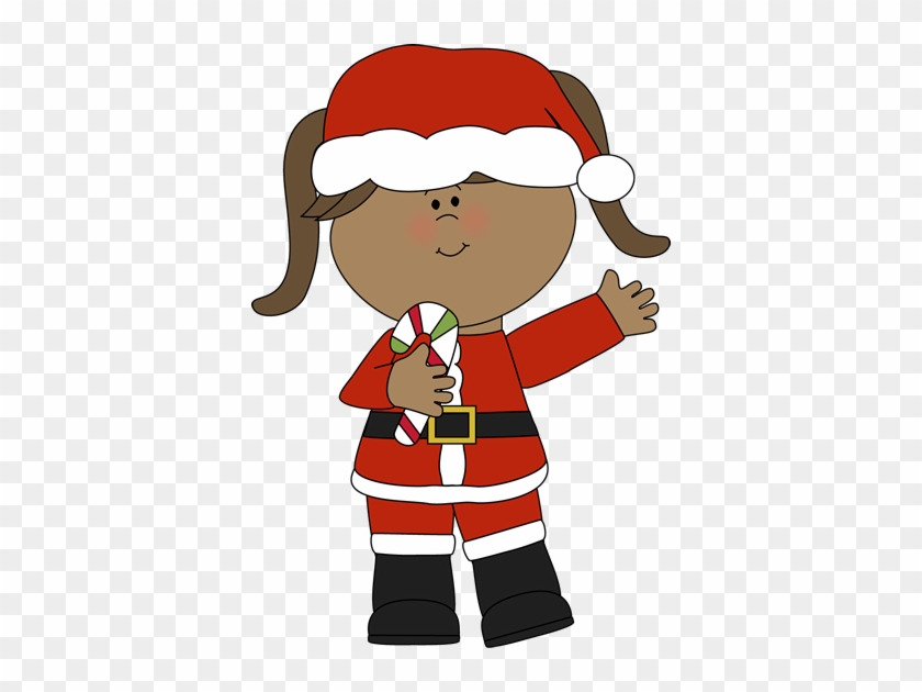 Girl Santa With A Candy Cane - Girl Santa Clip Art #5901