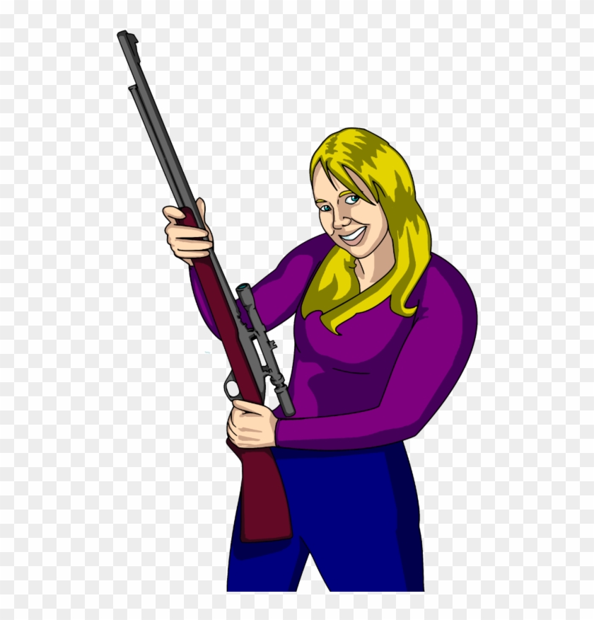Hunting Clip Art In Free Clipart - Woman With Gun Cartoon #5938