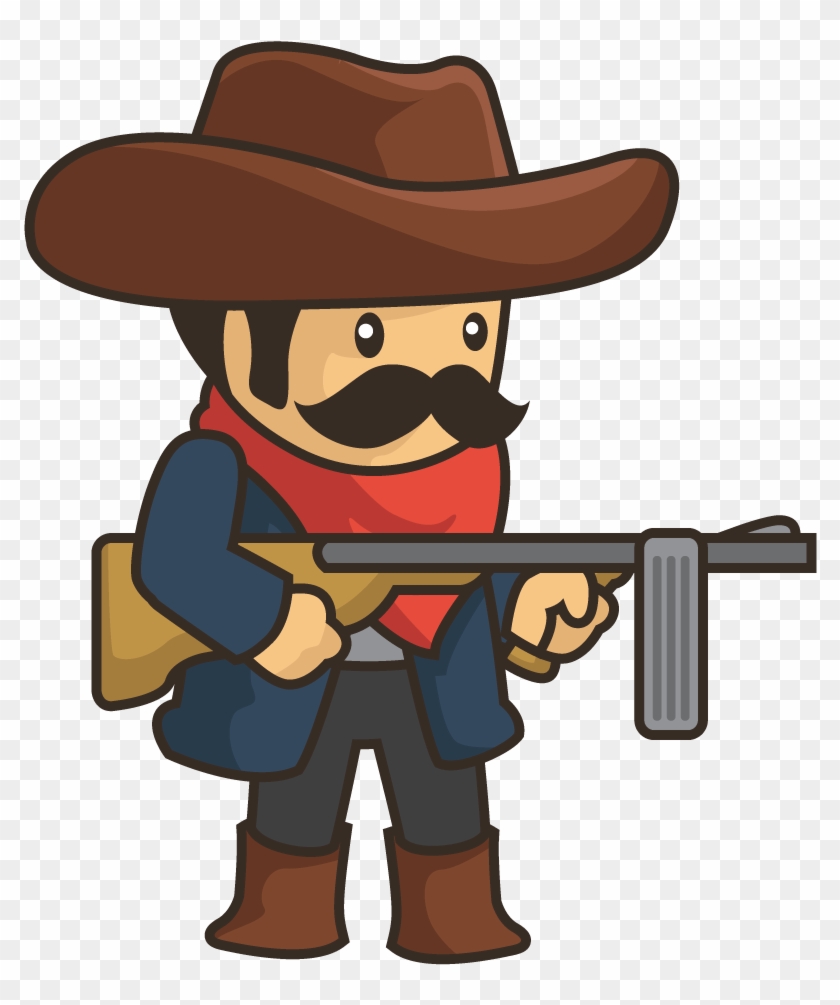 Cowboy Cartoon Gunfighter Sprite Clip Art - Cowboy Cartoon Gunfighter Sprite Clip Art #6058