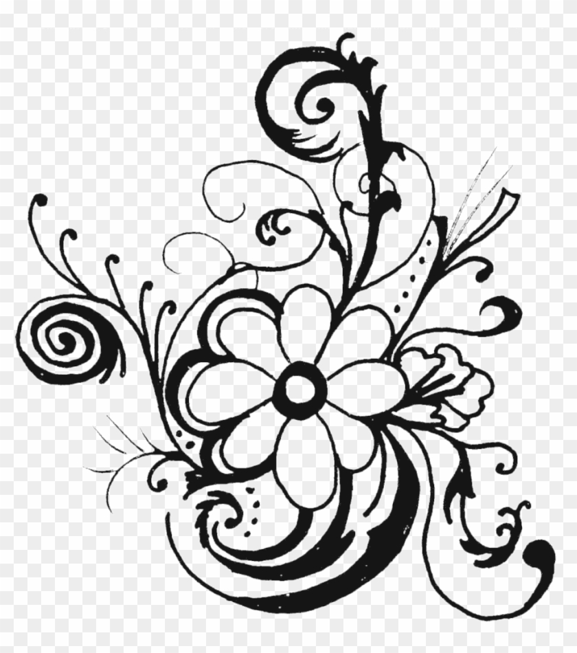 Flowers Clipart - Black And White Flower Clipart #6302