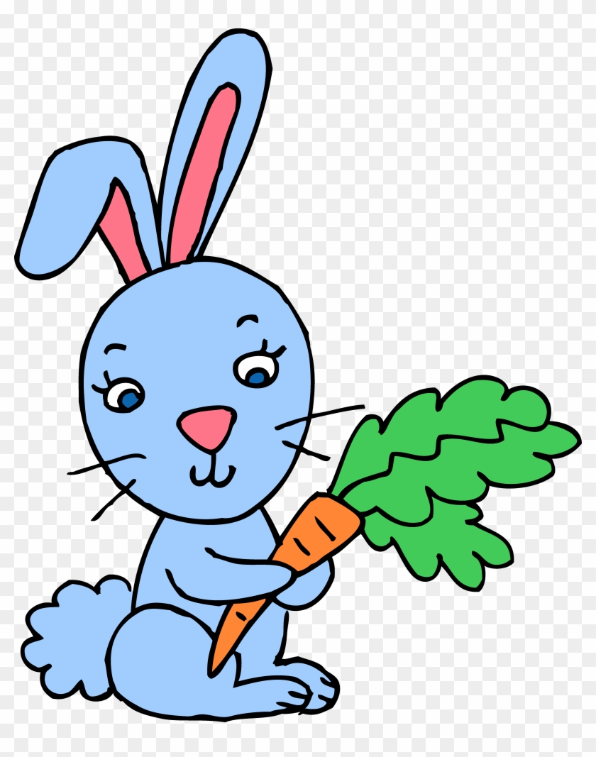 Blue Bunny Rabbit With Carrot Clipart - Blue Rabbit Clipart #6558