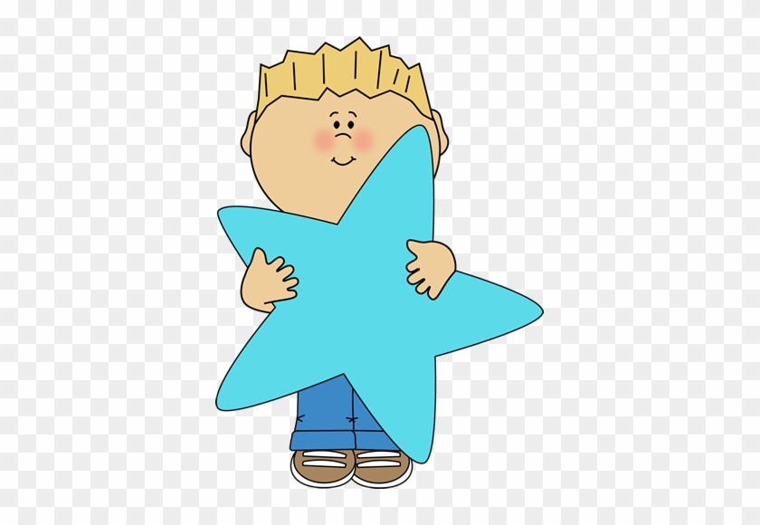 Little Boy Holding A Blue Star - Boy Star Clipart #6716