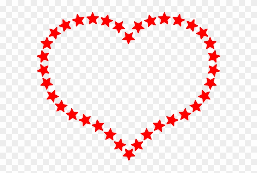 Red Star Outlined Heart Clip Art - Hearts And Stars Clipart #6744