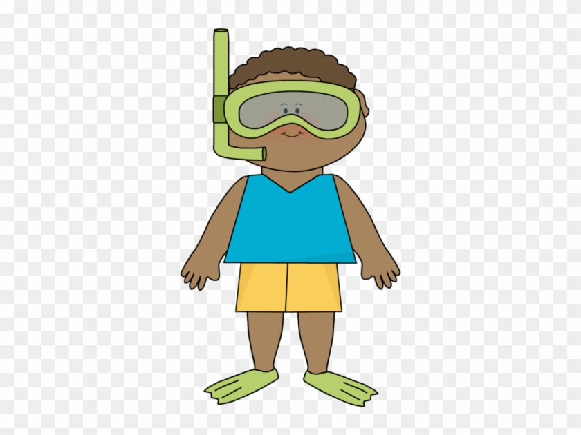 Boy Wearing Snorkle Gear - Kid Summer Clipart #6758