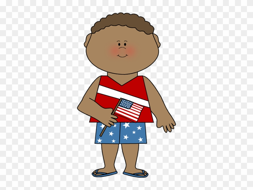 Boy Celebrating Fourth Of July - Fourth Of July Kids Clipart #6849