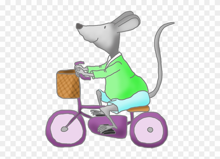 Mouse With Green Pram - Mouse On A Bike #6953