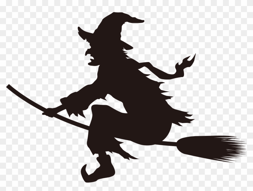 Halloween Witch On Broom Silhouette Png Clip Art Imageu200b - Witch On Broom Silhouette Png #7040