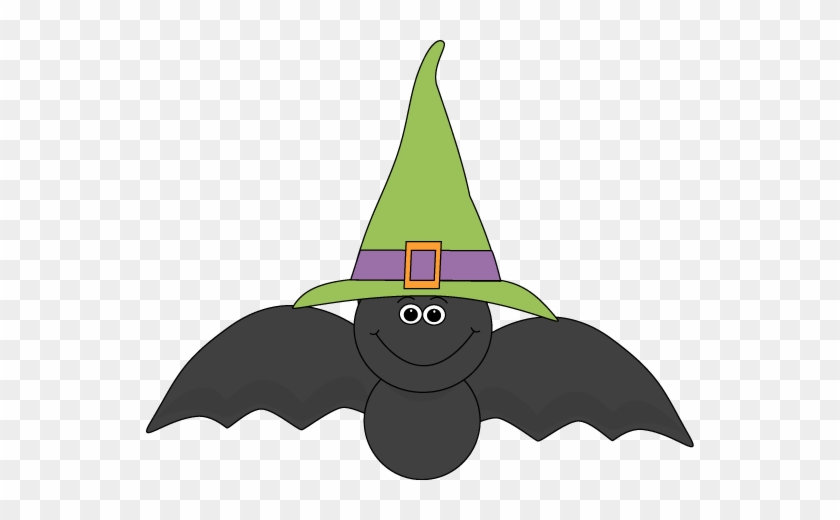 Cute Halloween Owl Witch Clip Art - Bat With A Hat #7072