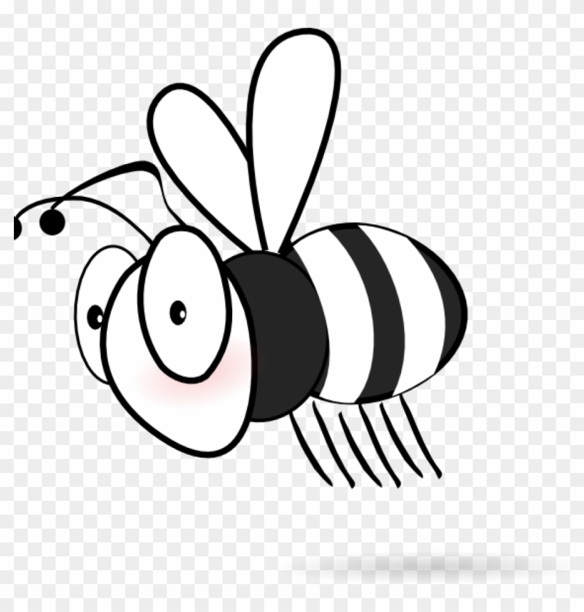 Bee Clipart Black And White Black And White Bee Clip - Bee White And Black #7087