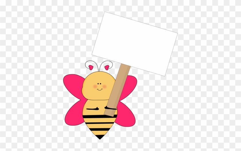 Heart Bee With A Blank Sign - Bee Holding Sign Clipart #7138