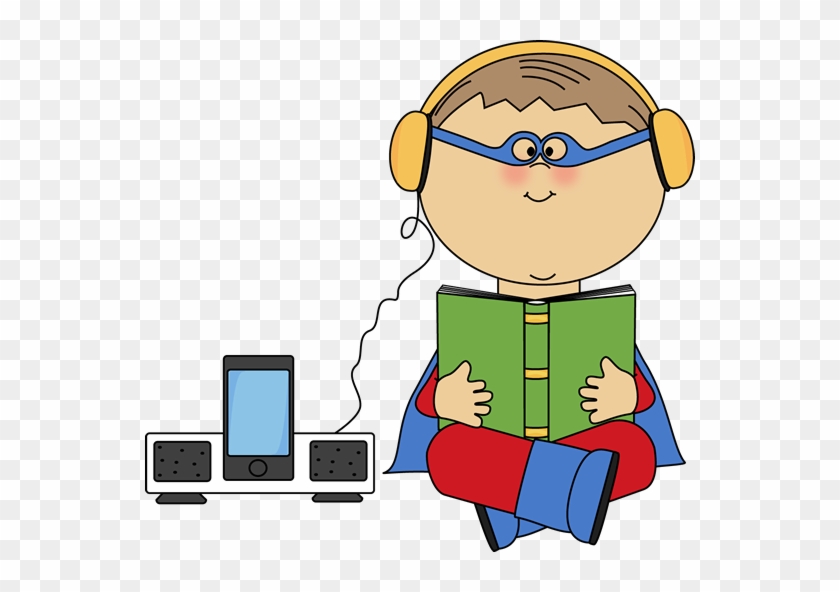 Boy Superhero Listening To A Book - Listening Center Clip Art #7202