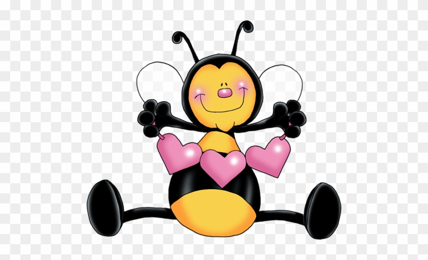 Bees With Pink Love Hearts Cartoon Clip Art - Abejitas Animadas #7266