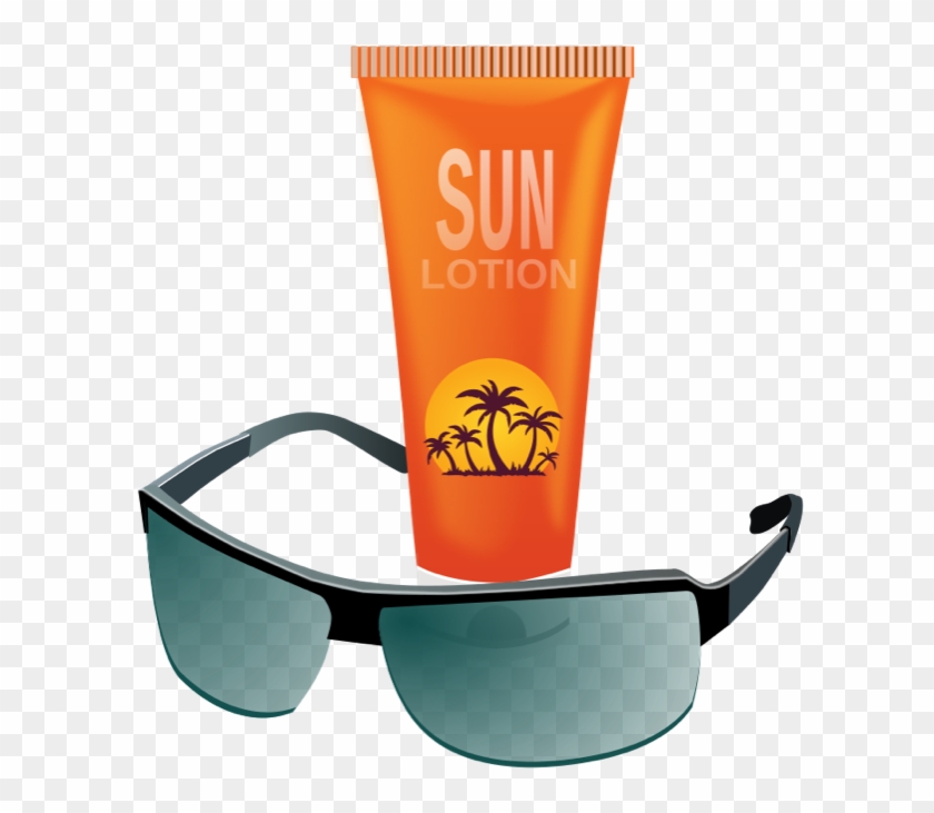 Summer Clipart Sun, Hot Weather, Beach And Bbq Graphics - Sun Cream And Sun Glasses #7365