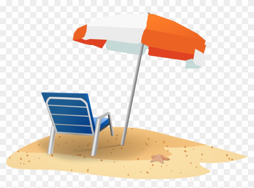 Clipart - Beach Chair And Umbrella Clipart #7471