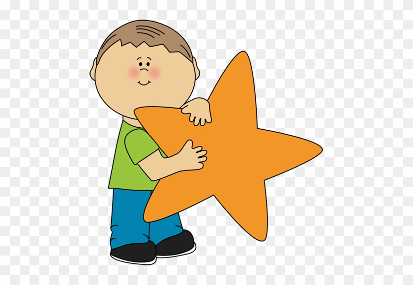 Star Clip Art An Orange Image Little Boy Holding - Kid Star Clipart #7677