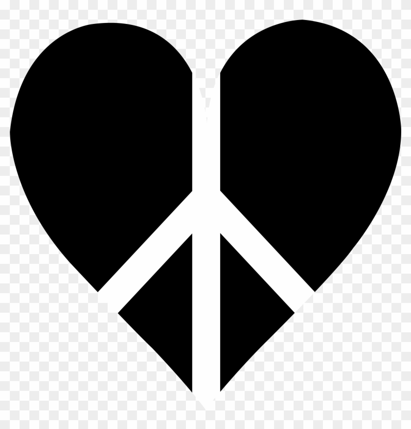 Black Heart Clip Art - Heart Peace Sign Png #7820