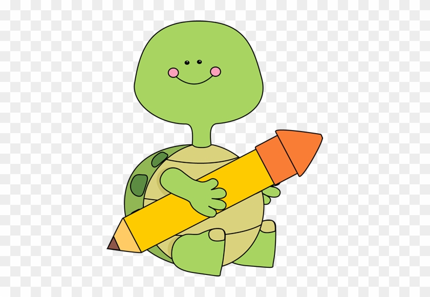 Turtle Holding A Pencil - Turtle Cartoon With Pencil #7920