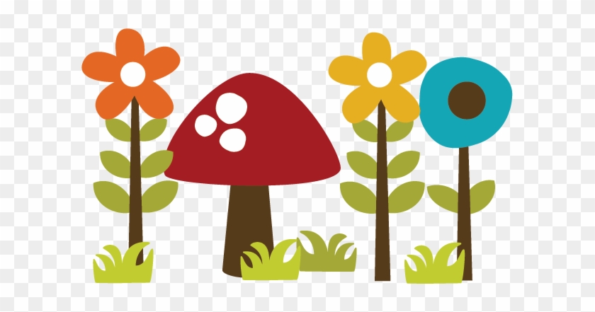 Flowers With Mushroom Svg File For Scrapbooking Cardmaking - Mushroom And Flower Clipart #8095