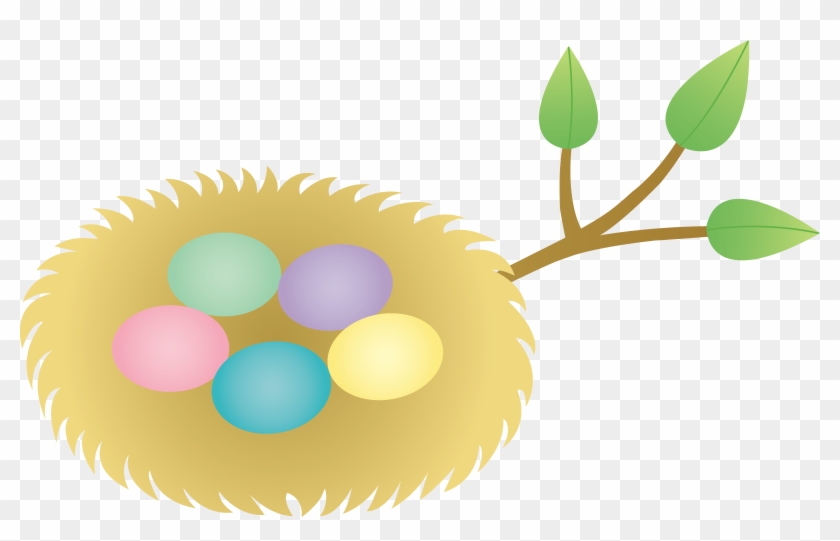 Easter Nest With Colorful Eggs - Cartoon Nest With Eggs #8200