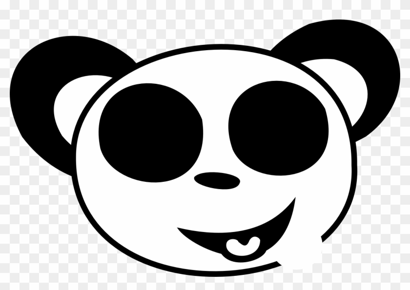 Smiley Face Clip Art Black And White - Panda Black And White Face #8213