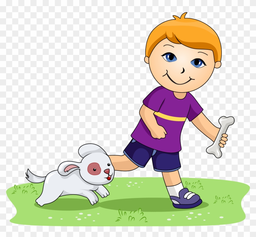 Pets Clipart For Kid - Boy And His Dog Clipart #8243