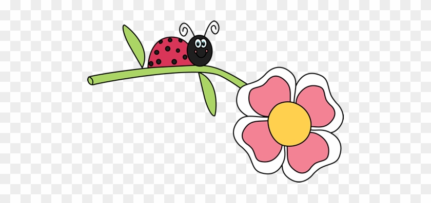 Ladybug On A Flower Clip Art - Ladybug On Flower Clipart #8279