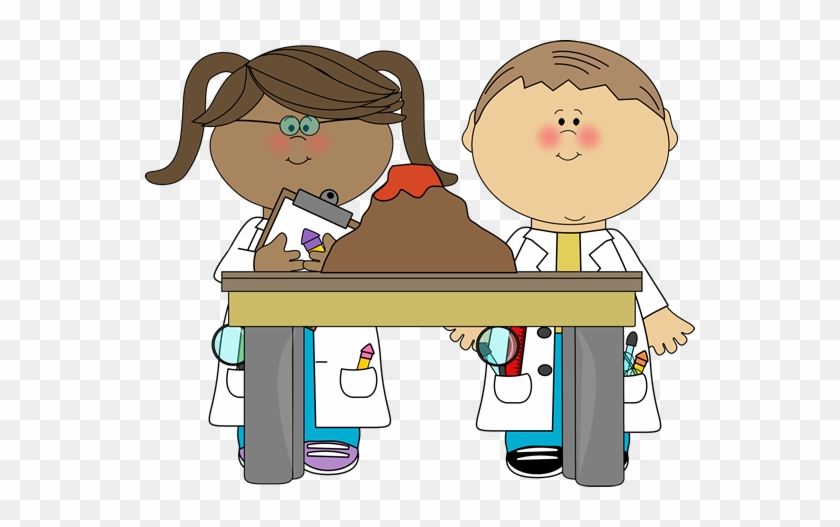 Kids With Volcano In Science Class - Science Class Clipart #8321