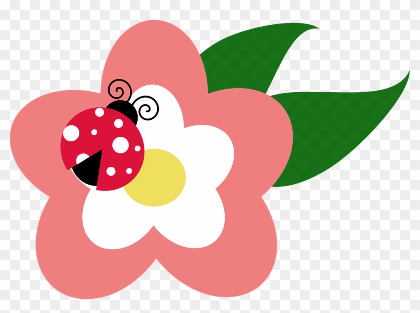 Pink Ladybug Clip Art - Ladybug On Flower Clipart #8333