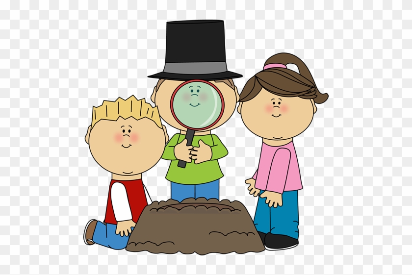 Kids Looking For A Groundhog - Children Looking Clipart #8478