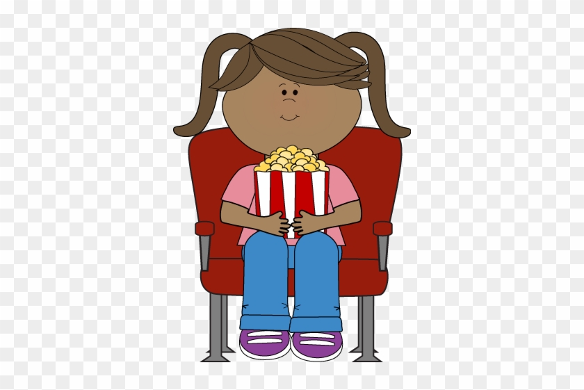 Girl Watching Movie In Theater - Cartoon Girl Watching Movie #8789