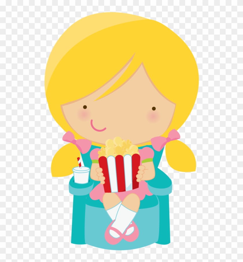 Cute Clipart Girl Eating Popcorn Minus - Girl Eating Popcorn Cartoon #8847