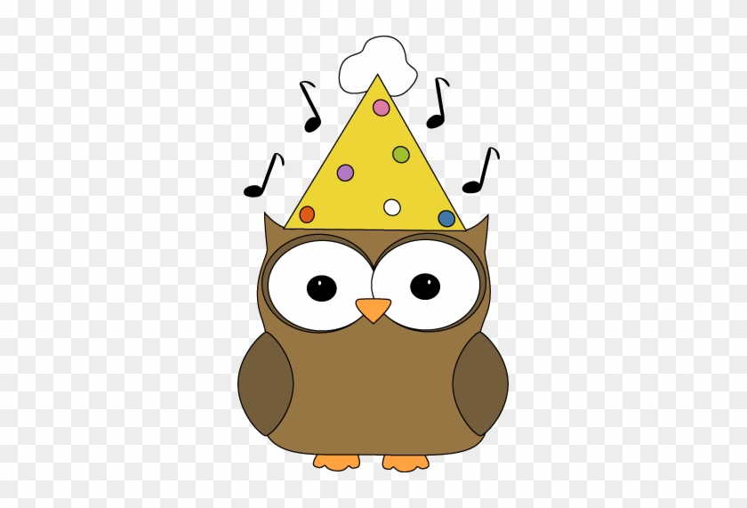 Musical Party Owl - Owl With Party Hat #8906