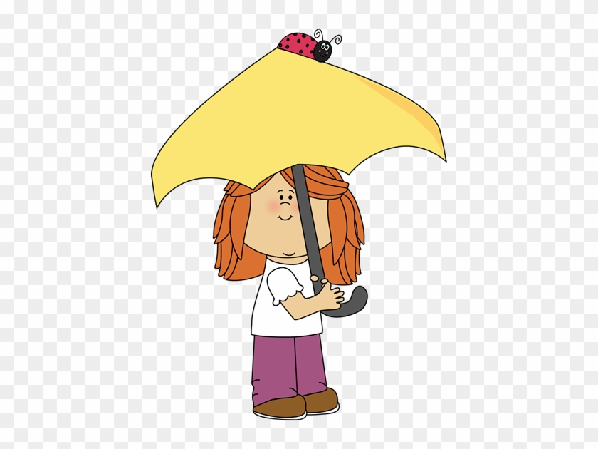 Girl With Umbrella And Ladybug Clip Art - Girl Is Under The Umbrella Clipart #8922