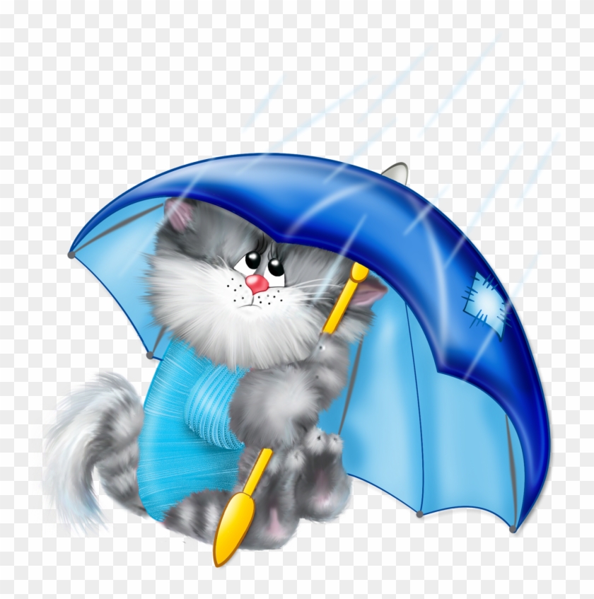 Cat With Umbrella Png Free Clipart - Miss You Illustrations Inages #8978