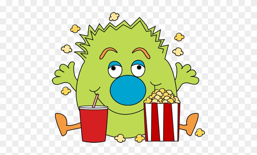 Monster With Popcorn - Halloween Popcorn Clipart #9023