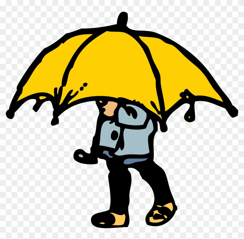 Clipart Little Boy Big Umbrella - Boy With Umbrella Cartoon #9160