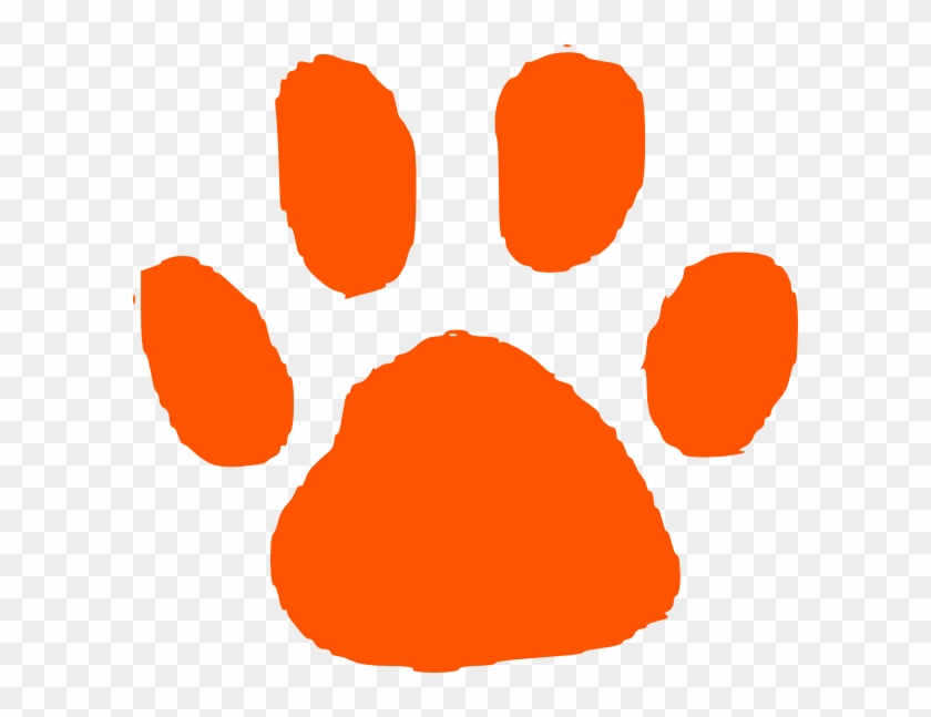 Orange Tiger Paw Print Clip Art Dark Orange Paw Print - Orange Paw Print Clipart #9234