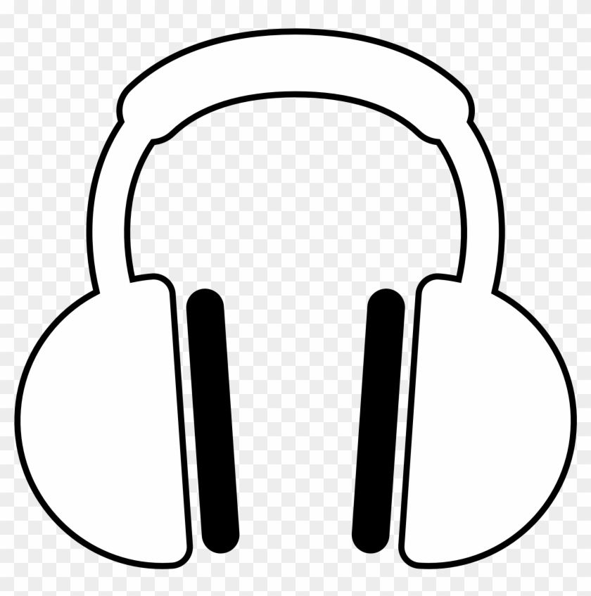 Listening To Music Clipart Black And White - Headphone Clipart #9278