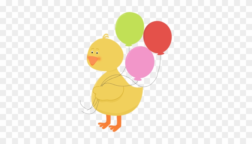 Duck With Balloons - Animal Holding Balloon Clipart #9317