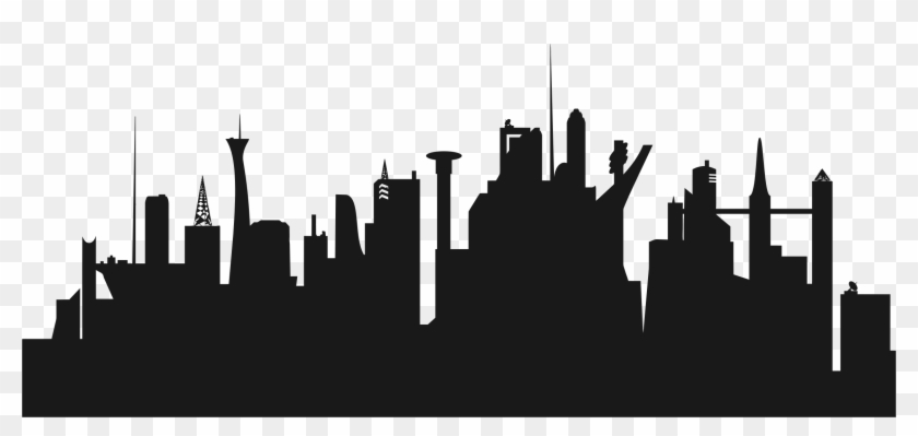 City Clipart Cityscape - Futuristic City Skyline Silhouette #9390