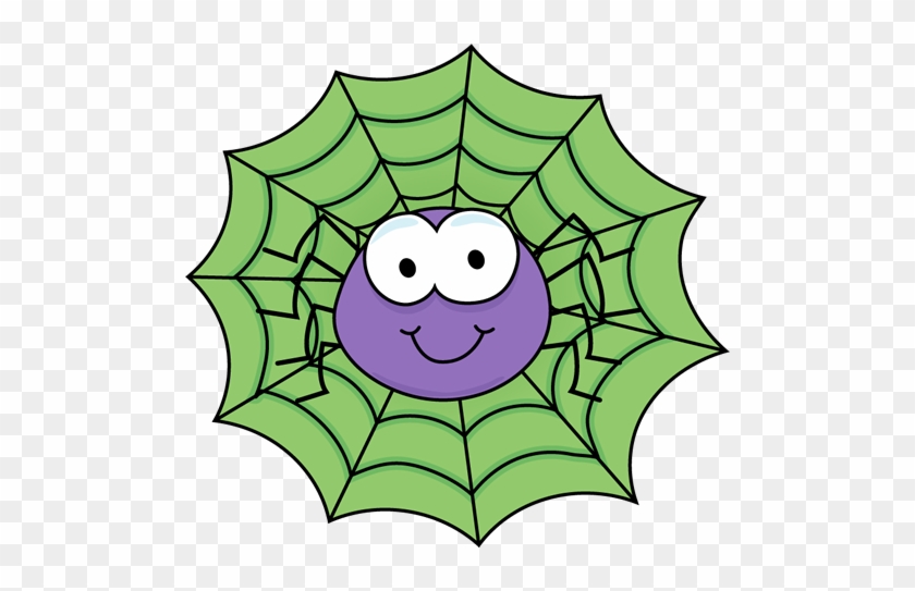 Spider In A Green Spider Web Clip Art - Clipart Images Of Spider #9491