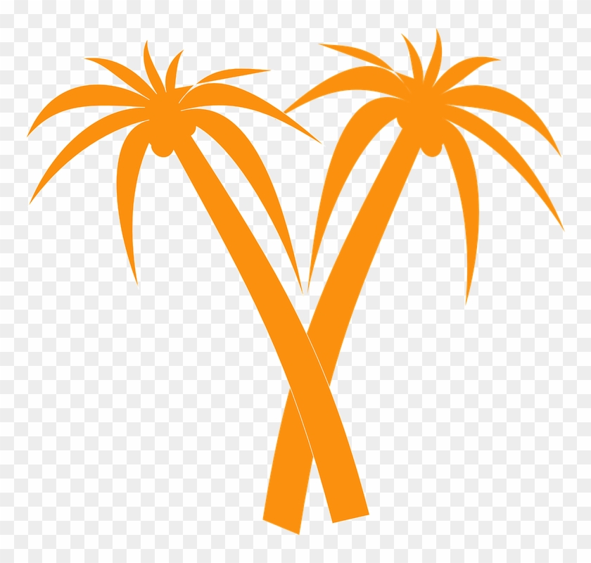 Palm Trees Orange Tropical Palm Silhouette Crossed - Orange Palm Tree Silhouette #9610