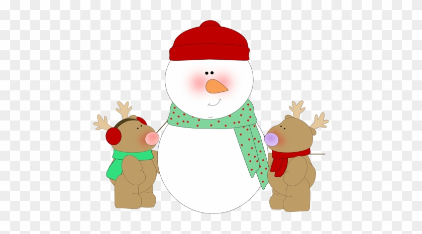 Snowman And Reindeer - Snowman Clip Art #9941