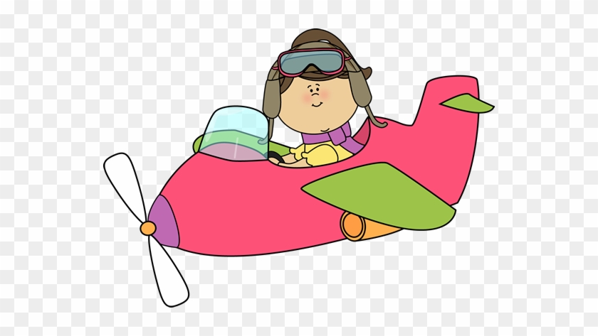 Little Girl Flying A Plane - Flying A Plane Clipart #10417