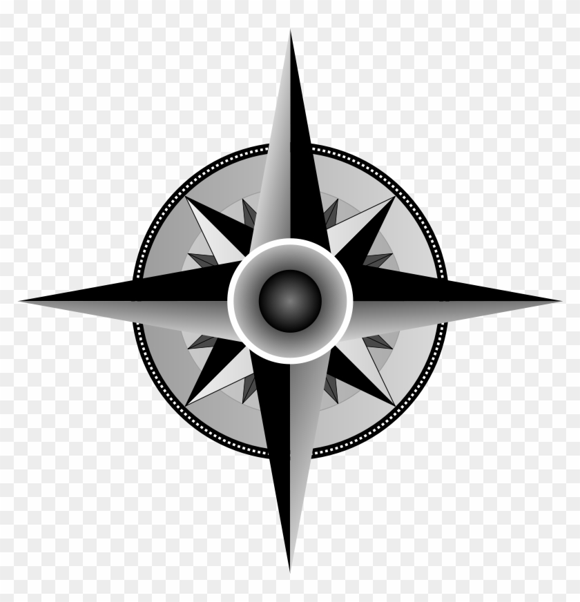 Compass Rose Pictures Clip Art - Grayscale Compass #10534